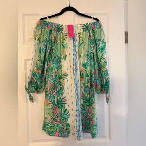 NWT Lilly Pulitzer Maryellen Dress Coconut‎ Row Engineered Off Shoulder XS $178